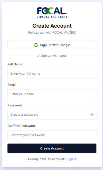 Focal VA - Sign Up