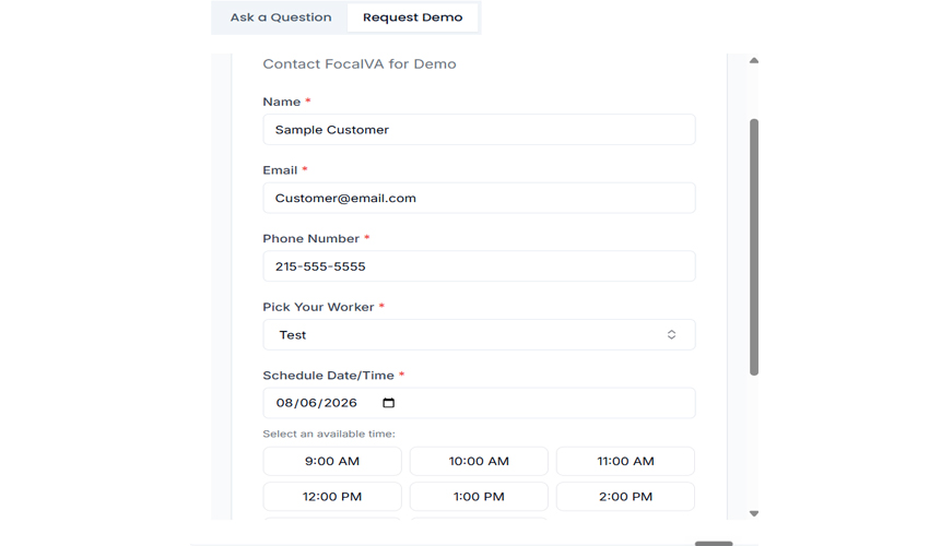 Client booking screen — choosing a date and a team member